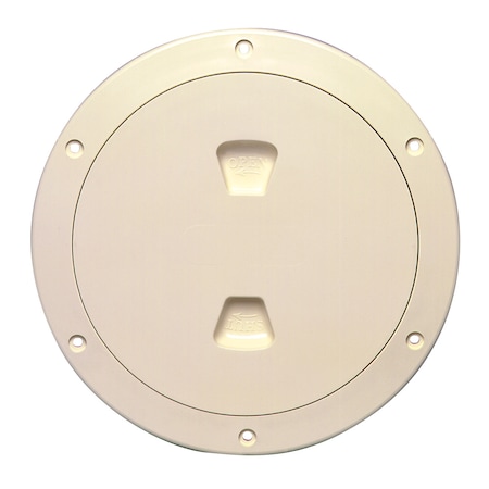 Beckson Marine 6" Smooth Center Screw-Out Deck Plate - Beige DP60-N